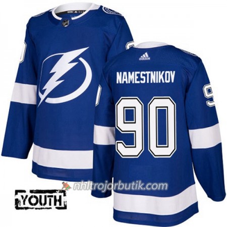 Barn Ishockey Tampa Bay Lightning Tröja Vladislav Namestnikov 90 Adidas 2017-2018 Blå Authentic